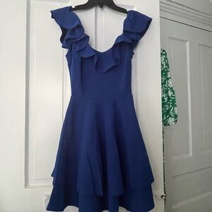 Crystal Doll Blue Fit and Flare Cocktail Dress